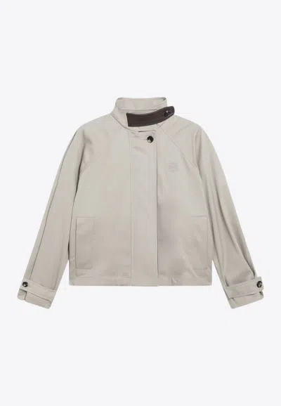 Loewe Cropped Cotton And Silk Polo Shirt In Neutral