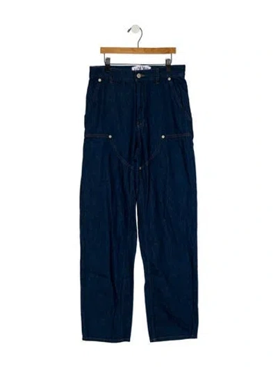 Pre-owned Loewe High-rise Straight Leg Jeans In Blue