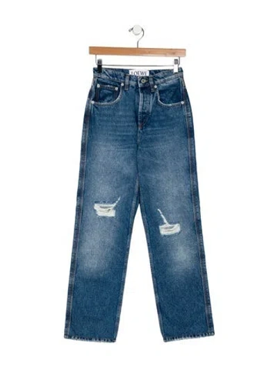 Pre-owned Loewe High-rise Straight Leg Jeans In Blue