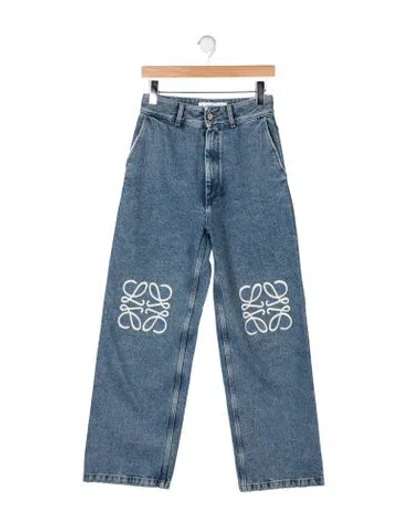 Pre-owned Loewe High-rise Straight Leg Jeans In Blue