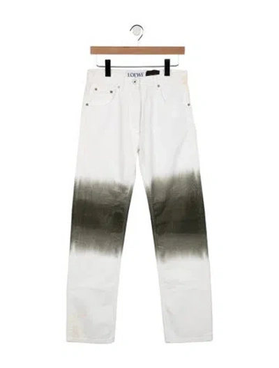 Pre-owned Loewe High-rise Straight Leg Jeans In White
