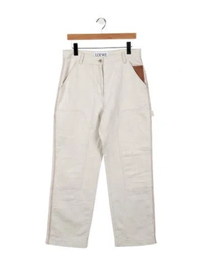Pre-owned Loewe High-rise Straight Leg Jeans In White