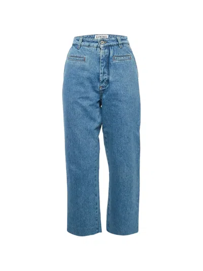 Pre-owned Loewe High-rise Straight-leg Jeans In Blue