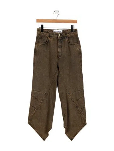 Pre-owned Loewe High-rise Wide Leg Jeans In Brown