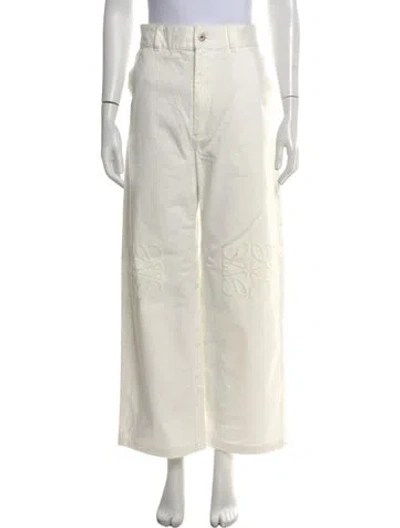 Pre-owned Loewe High-rise Wide Leg Jeans In White