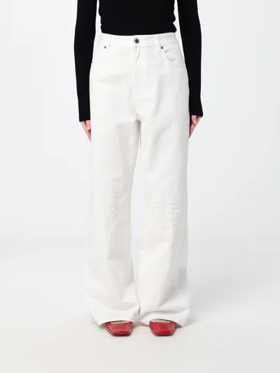 Loewe High-waisted Wide-leg Baggy Jeans In Cotton Denim In White