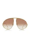 Loewe Hillock Aviator-frame Metal Sunglasses
