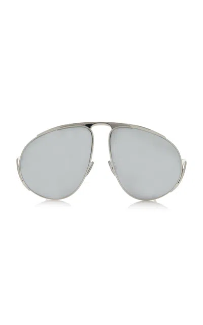 Loewe Hillock Aviator-frame Metal Sunglasses In White