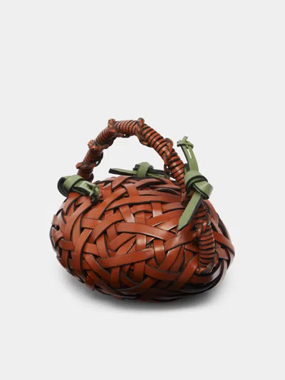 Loewe Home Baby Snails Woven Leather Doorstop  Abask Luxury Gift In Brown