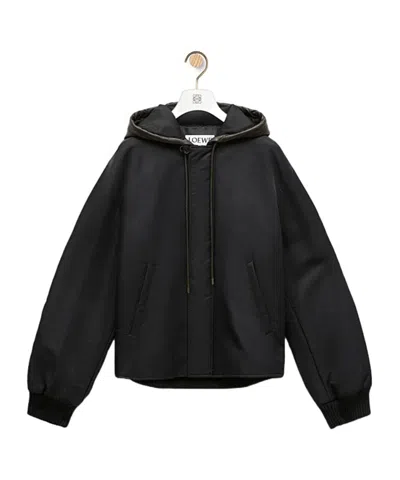 Loewe Hooded Bomber Jacket In Black