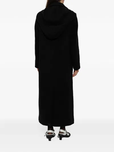 Loewe Hooded Coat In Cashmere In Black