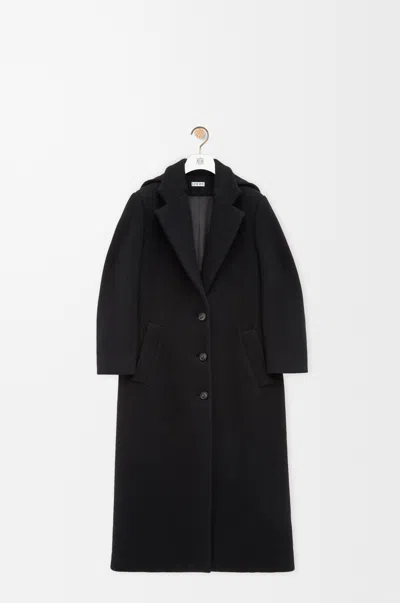 Loewe Hooded Coat In Cashmere Size:34 For Woman In Black