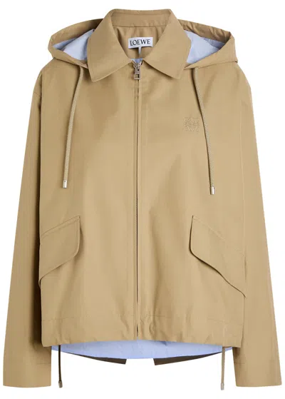 Loewe Hooded Cotton Jacket In Gold