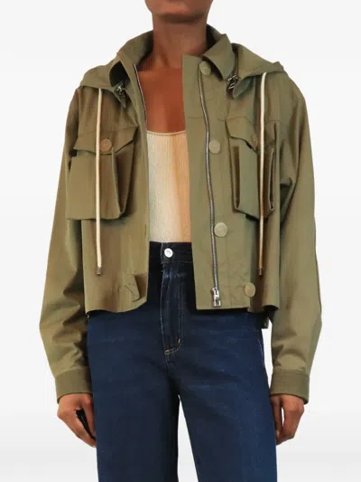 Pre-owned Loewe Hooded Cotton Jacket In Green
