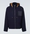 Loewe Hooded Leather-patch Jacket In Blue