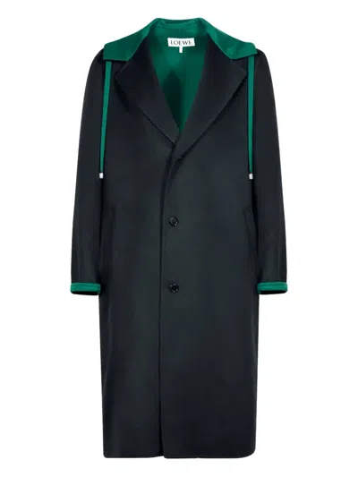 Loewe Hooded Cuff Coat In Green