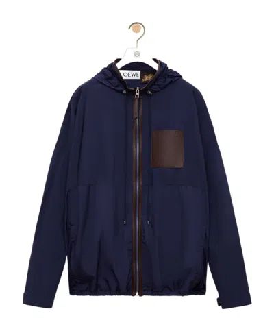 Loewe Navy Technical Microripstop Hooded Jacket In Blue
