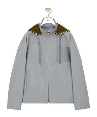 Loewe Cotton Hooded Jacket In Gray