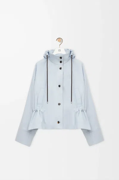 Loewe Hooded Jacket In Cotton And Silk In Blue