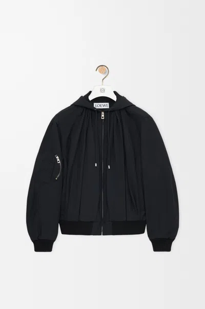 Loewe Hooded Jacket In Cotton Blend In Black