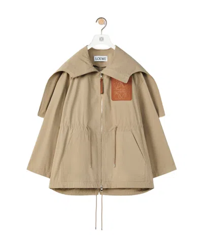 Loewe Hooded Jacket In Cotton In Brown
