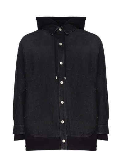 Loewe Hooded Jacket In Denim In Washed Black
