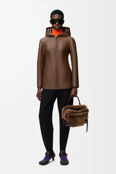 Loewe Hooded Jacket In Nappa Lambskin Size: 38 For Woman In Brown