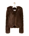 Loewe Shearling Hooded Jacket Coats Brown In Brown