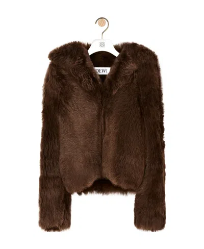 LOEWE HOODED JACKET IN SHEARLING