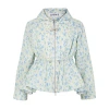 Loewe Floral Ruched Peplum Hooded Jacket In Blue