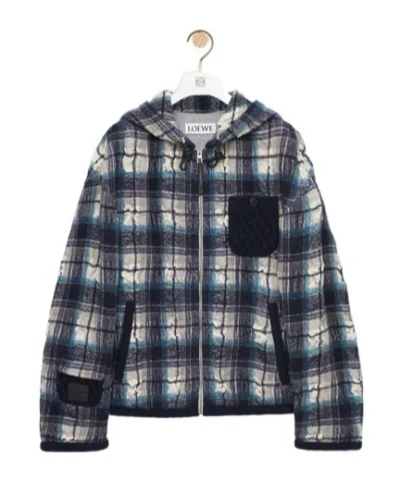 Loewe Hooded Jacket In Wool And Linen In Gray