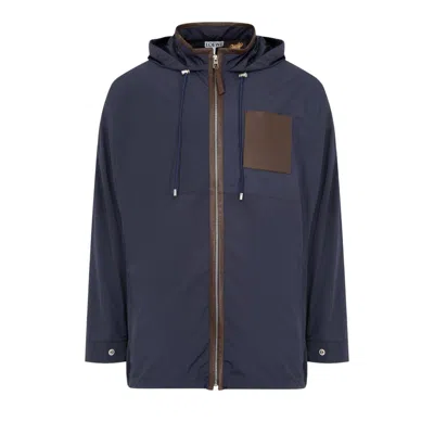 Pre-owned Loewe Hooded Jacket 'navy/brown' | Blue | Men's Size 50