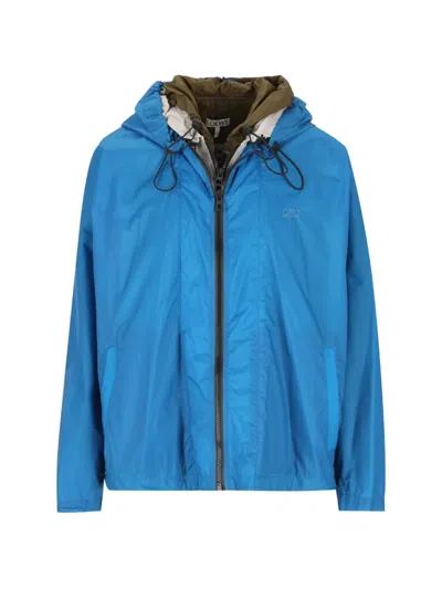 Loewe Hooded Layered-effect Jacket In Blue