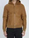 Loewe Hooded Reversible Leather Jacket In Brown