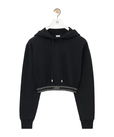 Loewe Hooded Long-sleeved Hoodie In Black