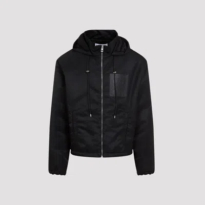 Loewe Logo-patch Hooded Jacket In Black