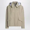 Loewe Hooded Asymmetrical Logo Jacket In Gray