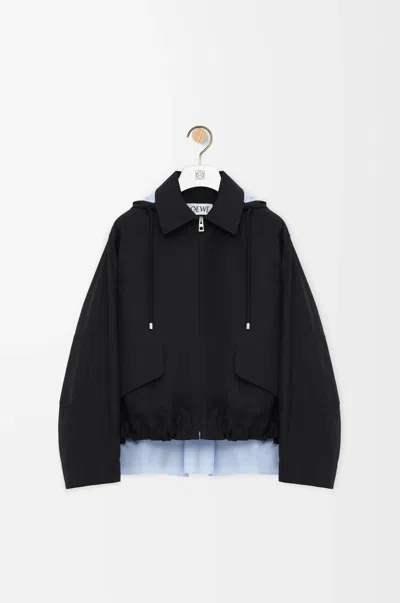 Loewe Hooded Parka In Cotton In Black