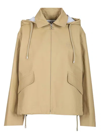 Loewe Long Sleeve Hooded Jacket In Neutral