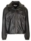 LOEWE HOODED ZIPPED LEATHER JACKET