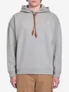 Loewe Cotton-blend Leather-anagram Hoodie In Gray