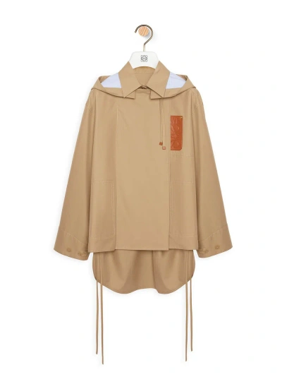 Loewe Parka Con Cappuccio In Cotone In Nude & Neutrals