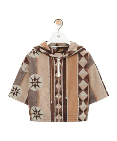 Loewe Hoodie In Terry Cotton Jacquard In Beige/multicolor