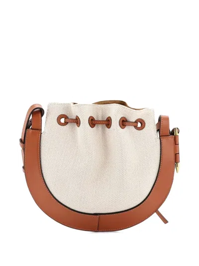 Pre-owned Loewe Horseshoe Anagram Canvas And Leather Small Crossbody Bag In Brown