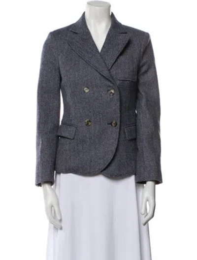 Pre-owned Loewe Houndstooth Wool Blazer In Gray