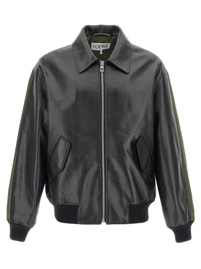 Loewe Hybrid Jacket In Black/khaki Green