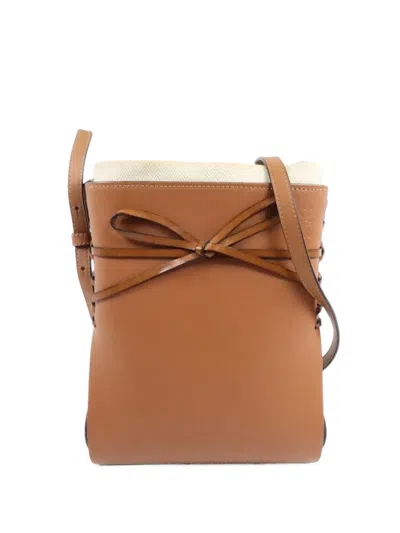 Pre-owned Loewe Ikebana Bow-detail Shoulder Bag In Brown
