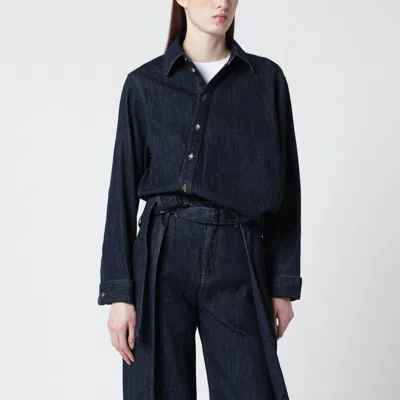 Loewe Indigo Blue Draped Denim Shirt