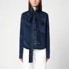 Loewe Indigo Denim Shirt With Removable Bow In Blue