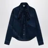 Loewe Indigo Denim Shirt With Removable Bow In Blue